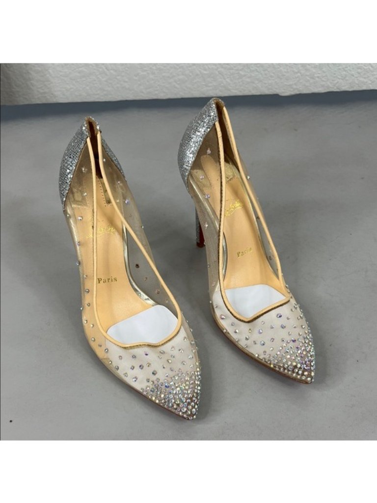 Christian Louboutin Crystal Follies Strass 100 Mm Pumps Mesh Mesh Silk Heels — image 2 of 8